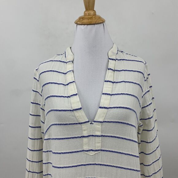 J Crew Striped Tunic Shirt Womens XS Extra Small Low Cut V Neck 3/4 Sleeves Top - Picture 3 of 11